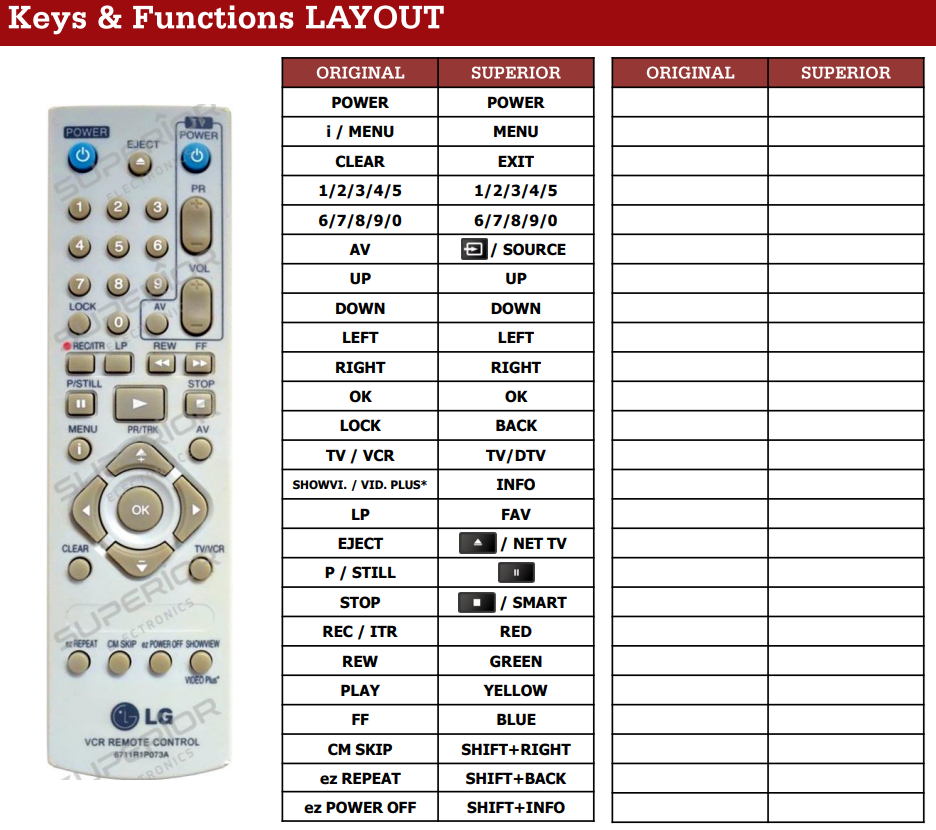 LG 6711R1P073A afstandsbediening