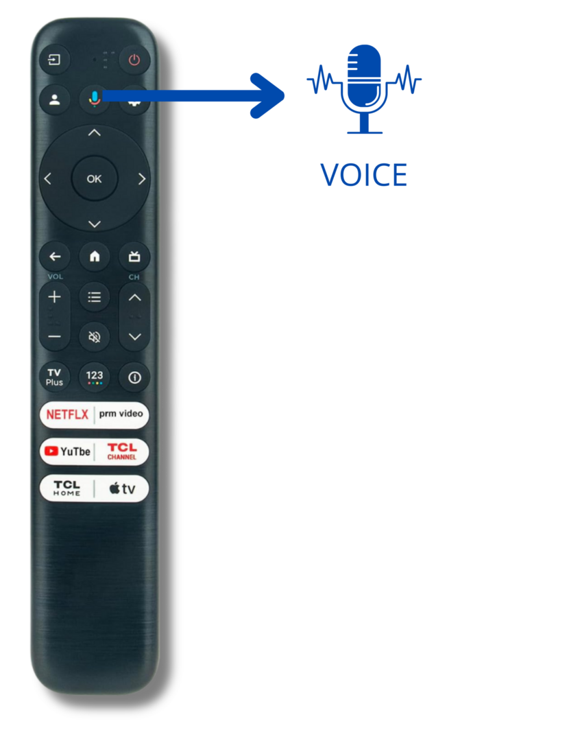 Vervangende  RC902V / RC813 TCL afstandsbediening - Met spraakbesturing - Voice