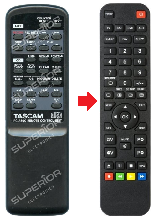 Tascam RC-A500 / CDA-500 afstandsbediening