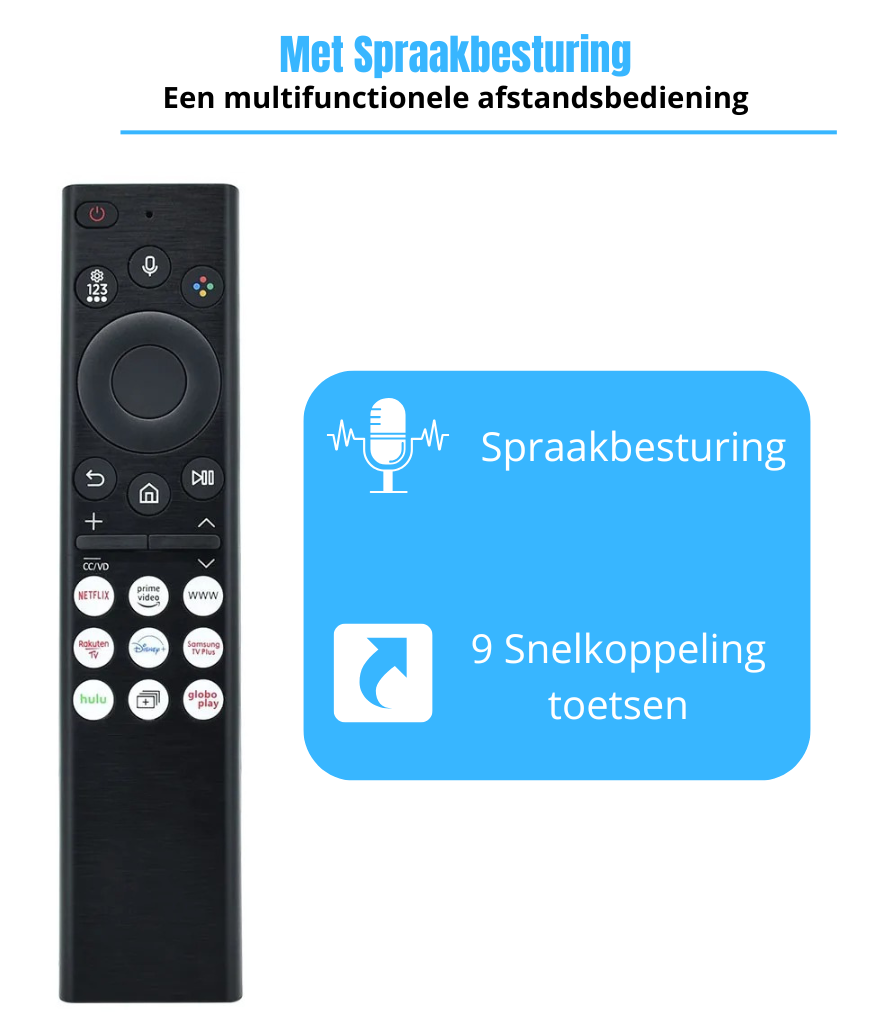 Universele Samsung One Remote afstandsbediening - Met spraakbesturing en 9 snel toetsen