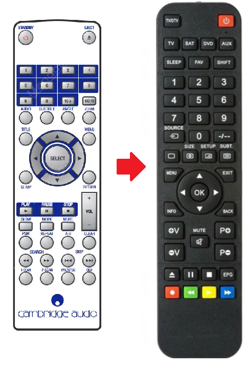 Cambridge Audio RC-DVD55-57A / DVD55 afstandsbediening 