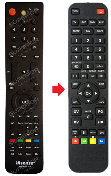 Alternatieve Hisense ER-31607A afstandsbediening 