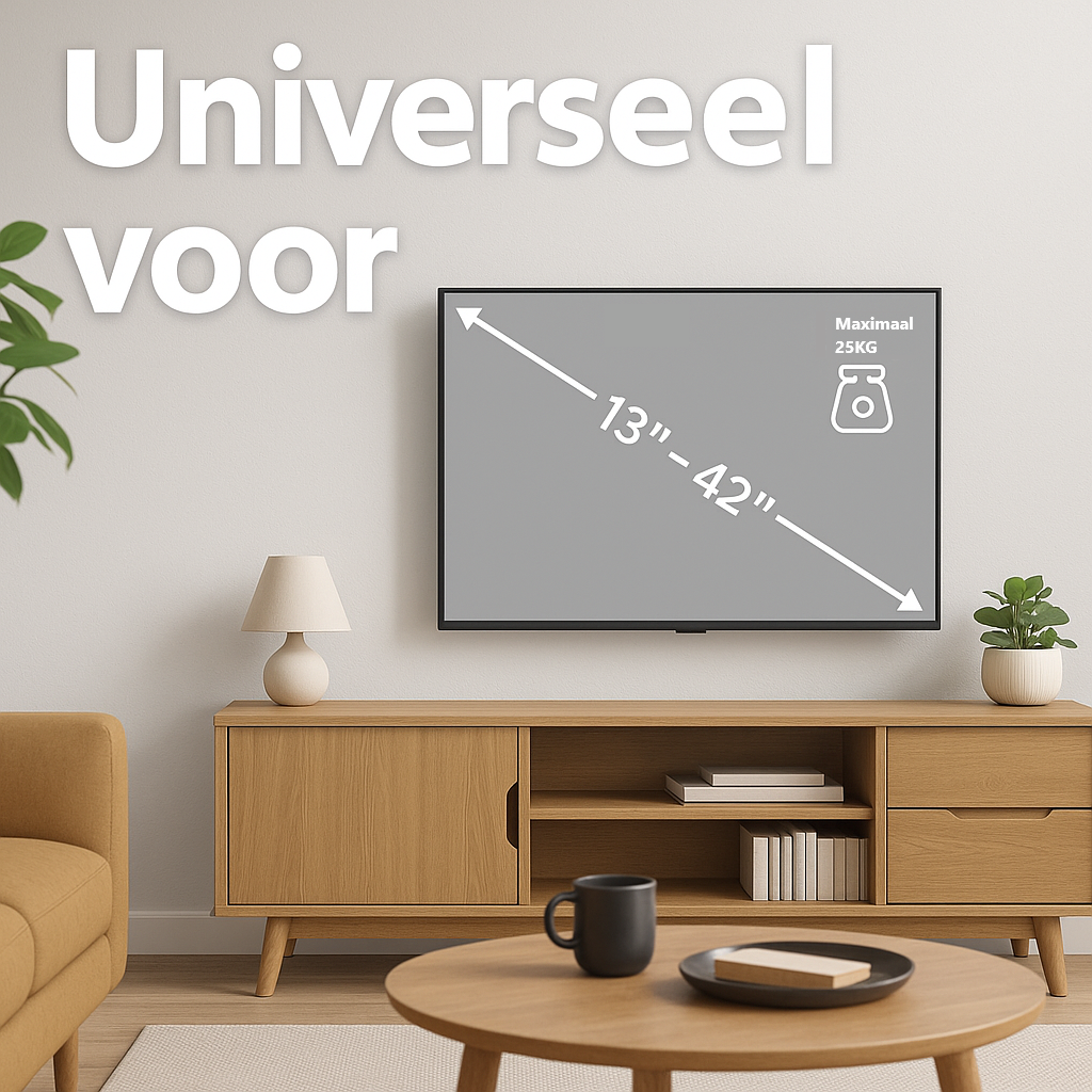 Uittrekbare Muurbeugel TV 13-43 inch &ndash; Draaibaar &amp; Kantelbaar &ndash; VESA 75x75 tot 200x200 &ndash; Max 25kg - BLF-M11
