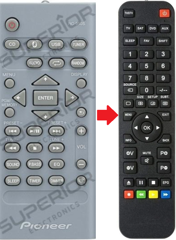 Alternatieve Pioneer RC-950S afstandsbediening 