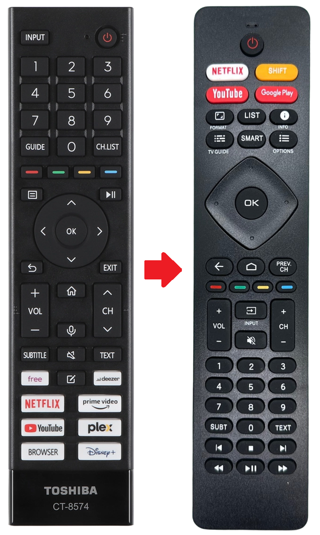 Alternatieve Toshiba CT-8574 afstandsbediening