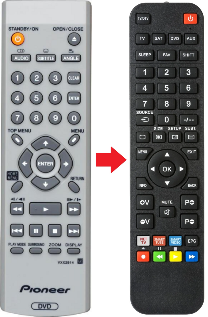 Alternatieve Pioneer VXX2865 | VXX2866 | VXX2913 | VXX2914  afstandsbediening