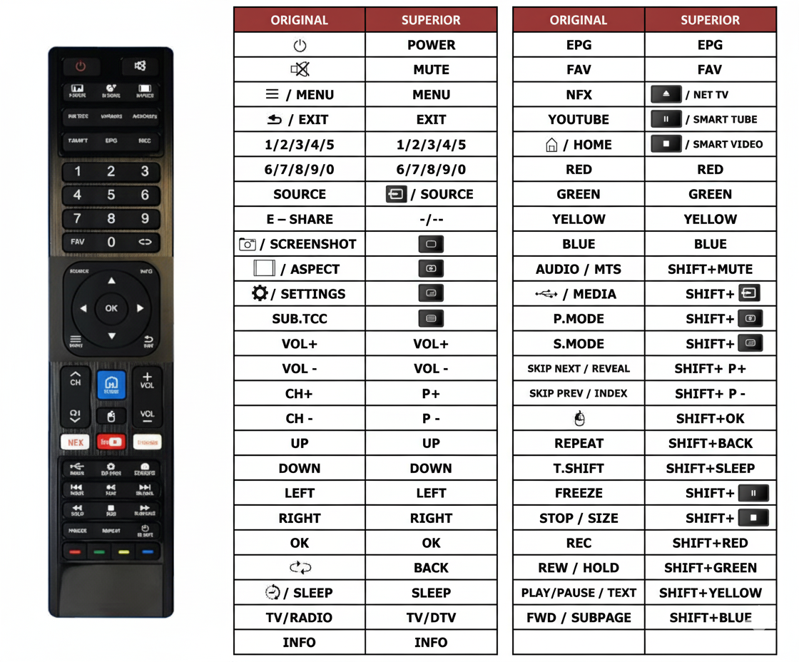 Vervangende Aiwa AMT-55US TV afstandsbediening