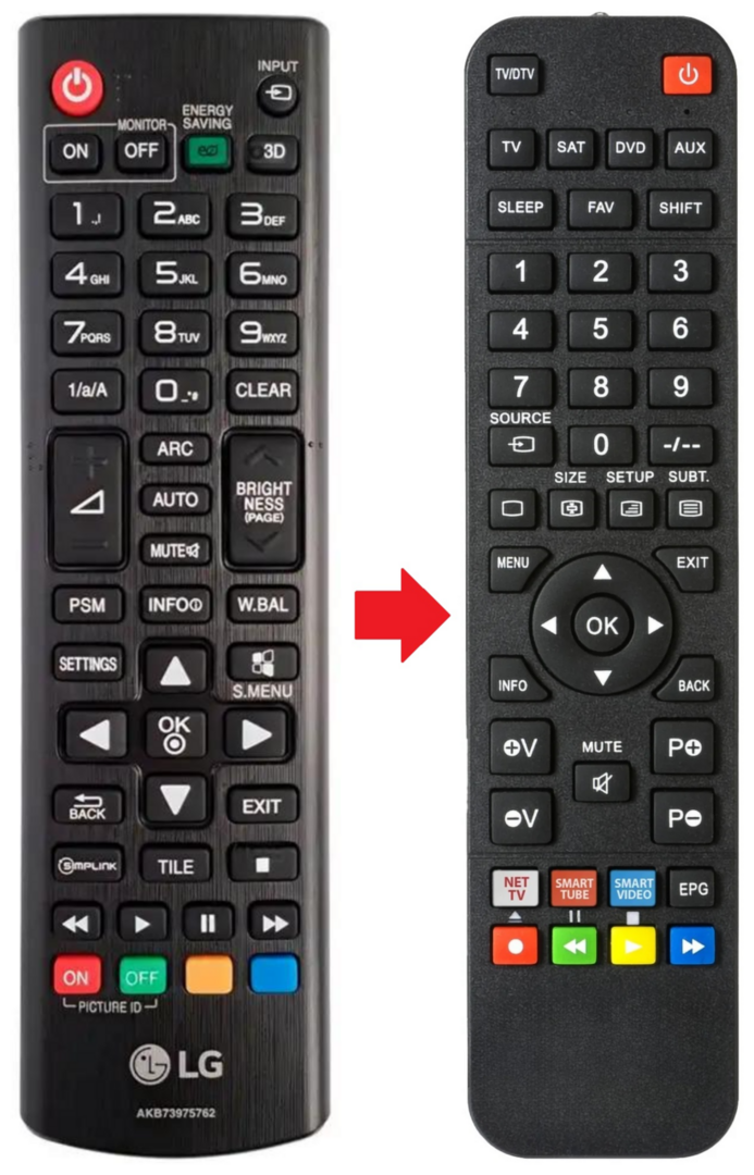 Afstandsbediening geschikt voor LG 47LS55A5B | 47WL30MS-D | 47WL30MSD