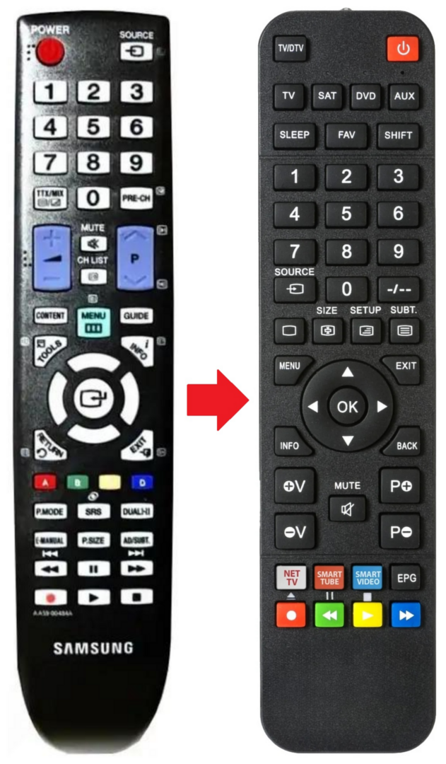 Afstandsbediening geschikt voor SAMSUNG LED19D450 | LED22D450 | LED26D450