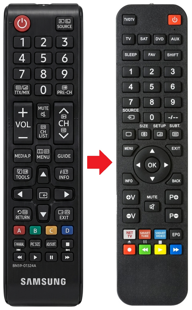 Afstandsbediening geschikt voor SAMSUNG UE32M4000AWXXN | UE32N4000AKXXU | UE32N4000AKXZT