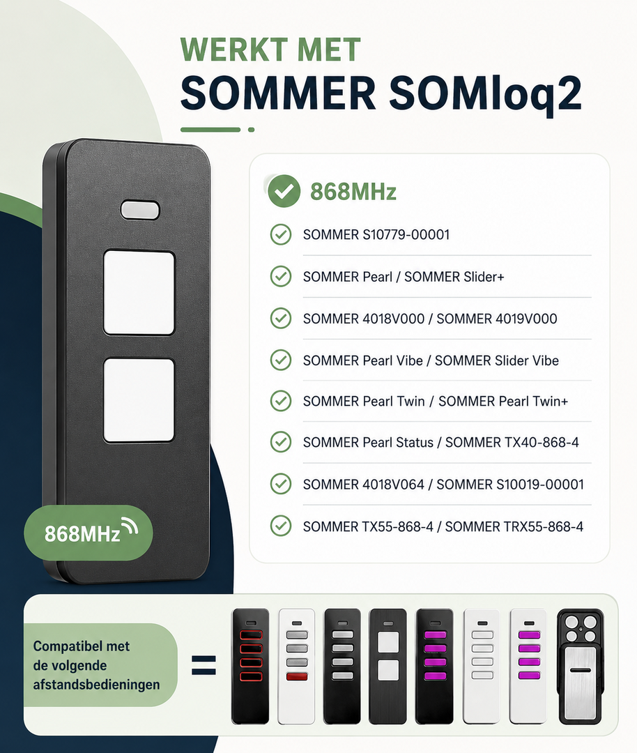 Vervangende Sommer Pearl Twin S10019-00001 868MHz handzender