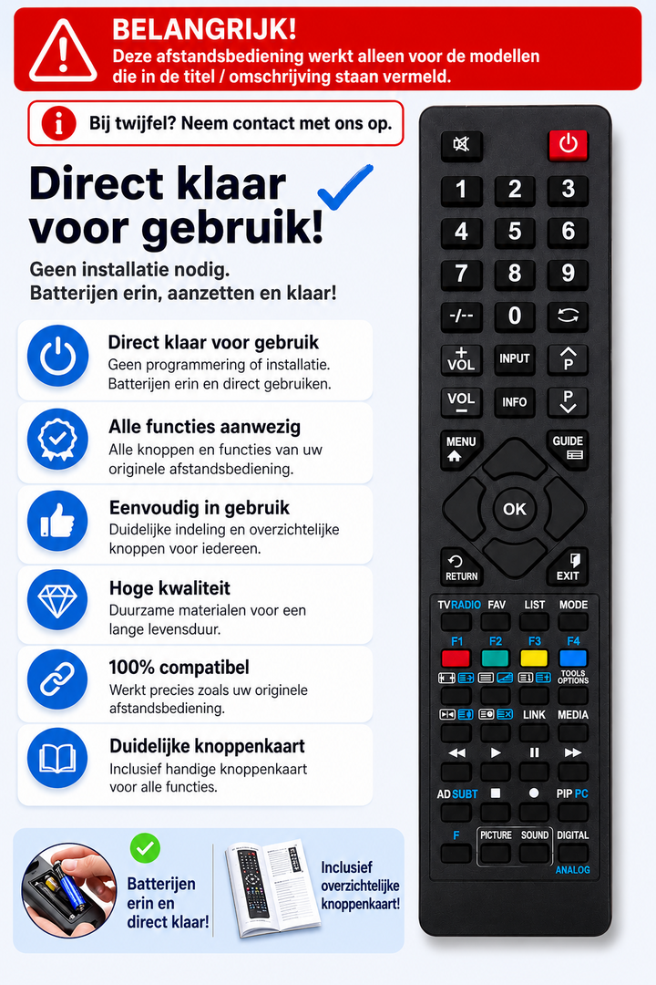 Vervangende afstandsbediening voor Medion S16507 | S16512 | S16599