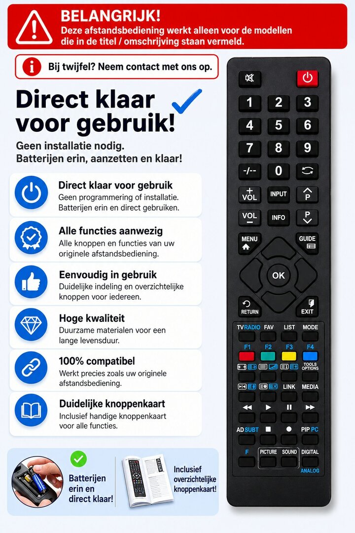 Vervangende afstandsbediening voor Finlux SJ55FU720D