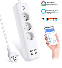 Slimme Stekkerdoos | 4x Stekkers &amp; 4x USB ( FAST CHARGE ) | Werkt met App, Voice Control, Amazon Alexa en Google Home