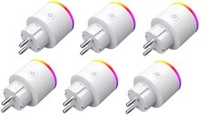Smart plug - Set van 6 - Slimme stekker 16A - Google Home (Google Assistant) - met stroommeter