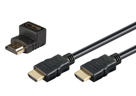 HDMI Kabel - 3 meter + 90&deg; adapter