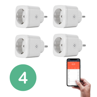 BELIFE&reg; Smart Plug - 4 stuk - Slimme Stekker met ENERGIEMETER - Google Home &amp; Amazon Alexa Compatible - Smart Home