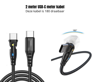 ARKAIA Oplader 65W - Snellader voor o.a Iphone | Samsung | Macbook | iPad | Laptop - Adapter 1 USB-C &amp; 1 USB-A - Inclusief 2 meter kabel