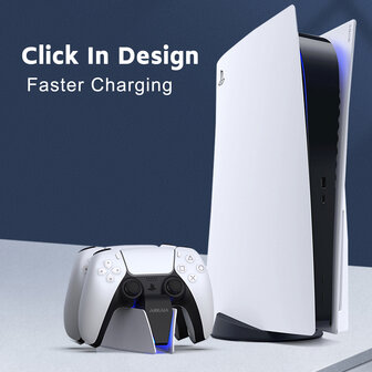 ARKAIA&reg; Oplaadstation geschikt voor Playstation 5 | Geschikt voor Sony PS5 Controller | Dual charge | LED Indicatie | Charging station - Wit