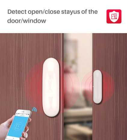 Slimme draadloze raam / deur sensor, geschikt voor smartphone applicatie, TUYA, SMARTLIFE en IFTTT