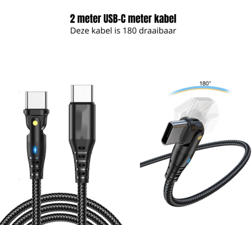 ARKAIA Oplader 65W - Snellader voor o.a Iphone | Samsung | Macbook | iPad | Laptop - Adapter 1 USB-C & 1 USB-A - Inclusief 2 meter kabel