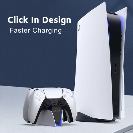 ARKAIA® Oplaadstation geschikt voor Playstation 5 | Geschikt voor Sony PS5 Controller | Dual charge | LED Indicatie | Charging station - Wit