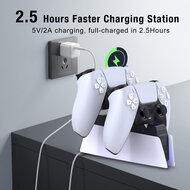 ARKAIA&reg; Oplaadstation geschikt voor Playstation 5 | Geschikt voor Sony PS5 Controller | Dual charge | LED Indicatie | Charging station - Wit