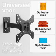 Uittrekbare Muurbeugel TV 13-43 inch &ndash; Draaibaar &amp; Kantelbaar &ndash; VESA 75x75 tot 200x200 &ndash; Max 25kg - BLF-M11